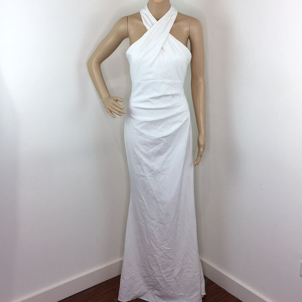 Eliza J White Halter Wedding Dress